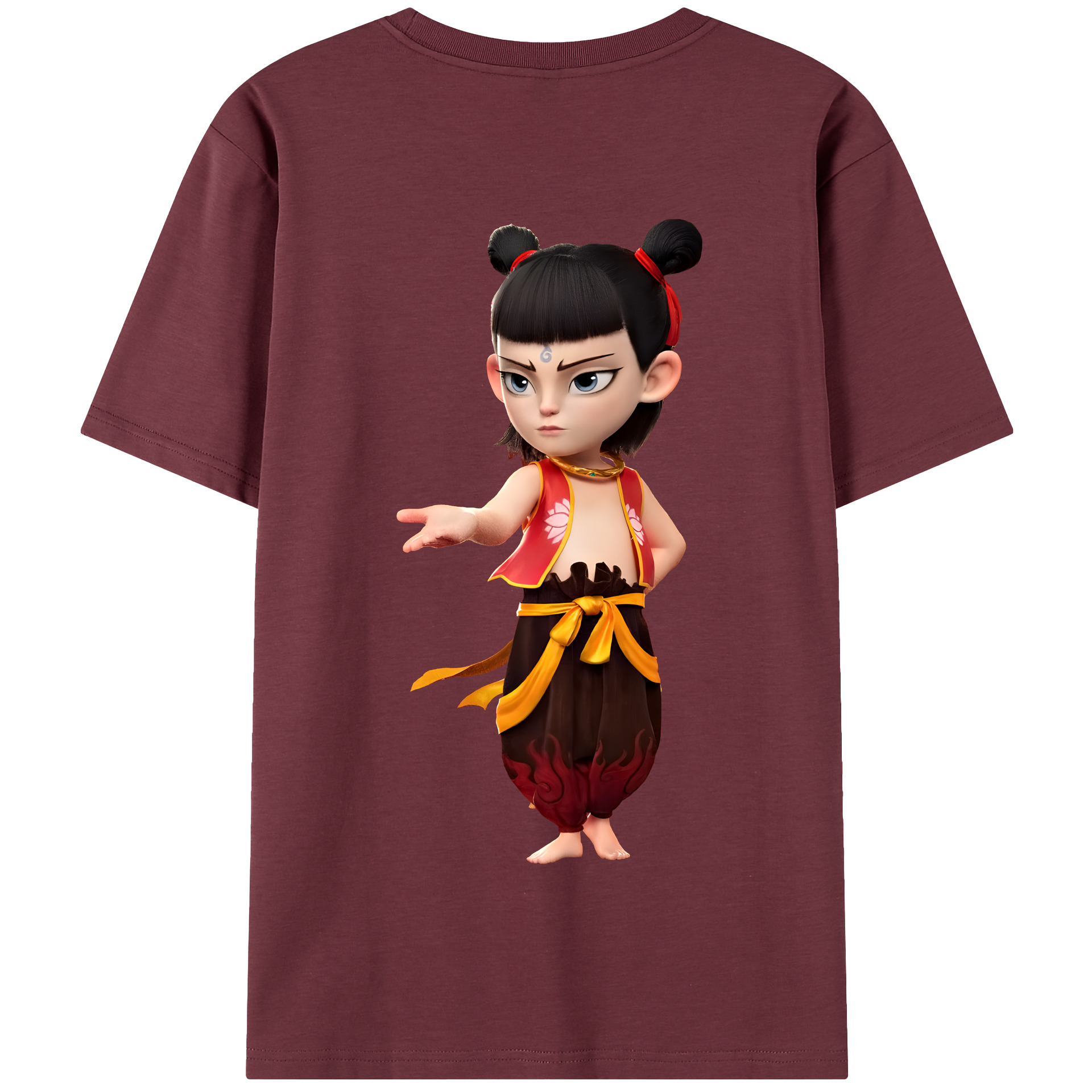 （画像用） Ne Zha 2 ナタ 魔童の大暴れ 綿100％半袖Tシャツ（背面プリント）
